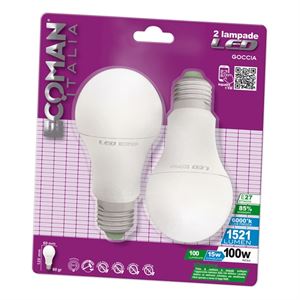 LED GOCCIA 15W 6000K E27 BLISTER     PZ.2 ECOMAN 0726